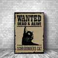Poster Gato de Schrödinger 🐱☠️ | Wanted Dead and Alive | Decoração Halloween