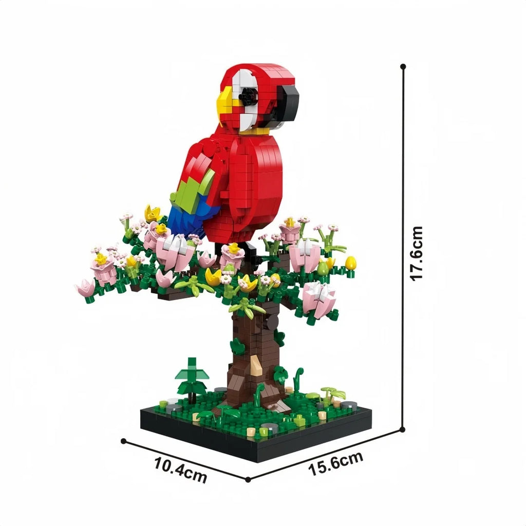Papagaio Arara em Micro Blocos 🦜🧩 | Kit de Construção 3D | Decoração & Antisstress | +14 Anos