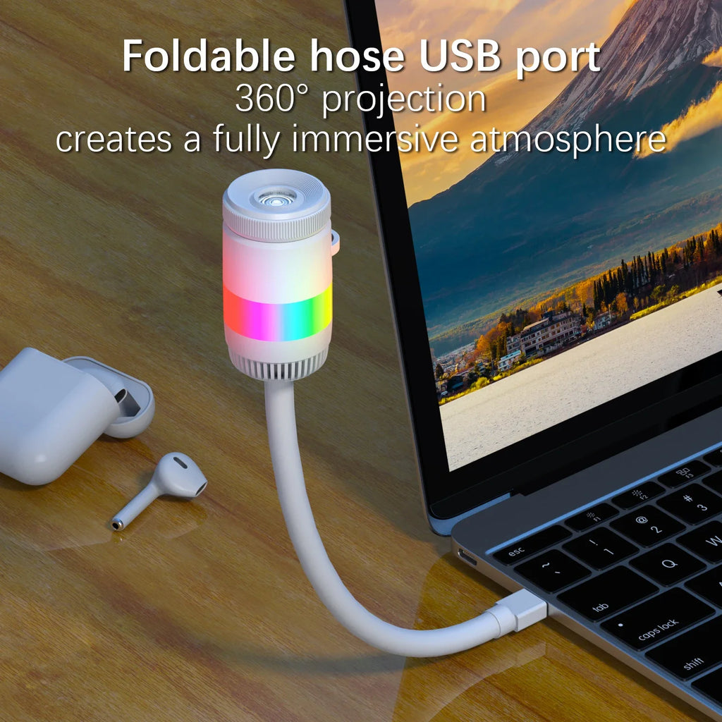 Projetor Galáxia 2 em 1 — Mini Lâmpada USB com 4 Cenas Intercambiáveis