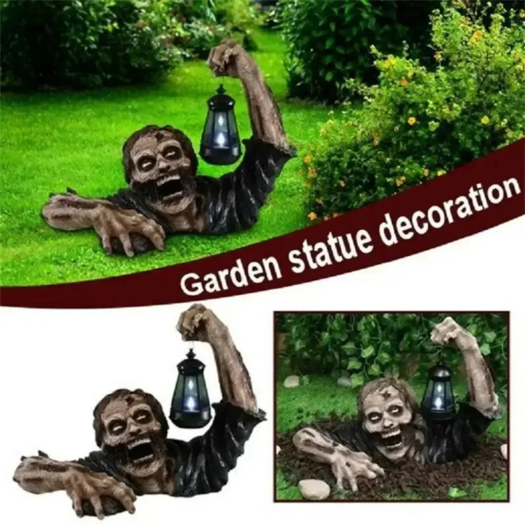 Lanterna Zombie LED Halloween 🚭🌟 | Figura de Resina para Exterior | Jardim & Quintal
