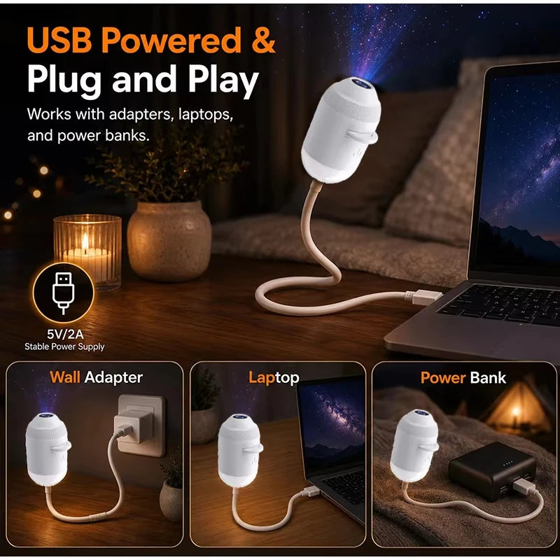 6 FILMES - Projetor Céu Estrelado HD — 360° USB