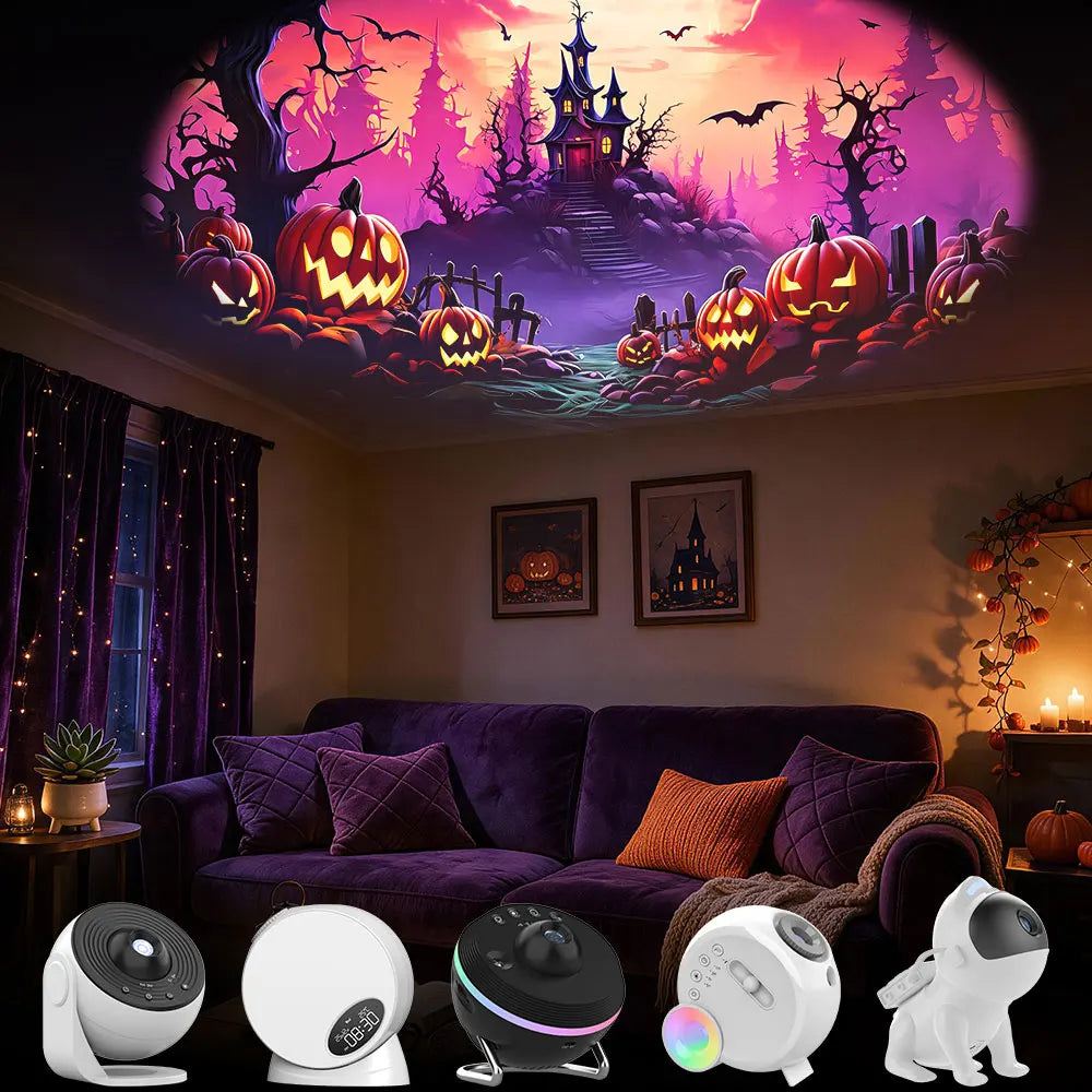 Pack 6 Discos Halloween para Projetor Galáxia 4K — Só Discos, Projetor Não Incluído -