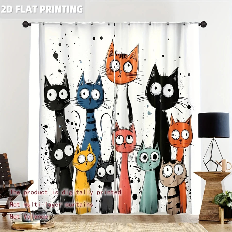 Cortinado | A Sala dos Gatos 🐱🎨 130x210cm • 2 Painéis