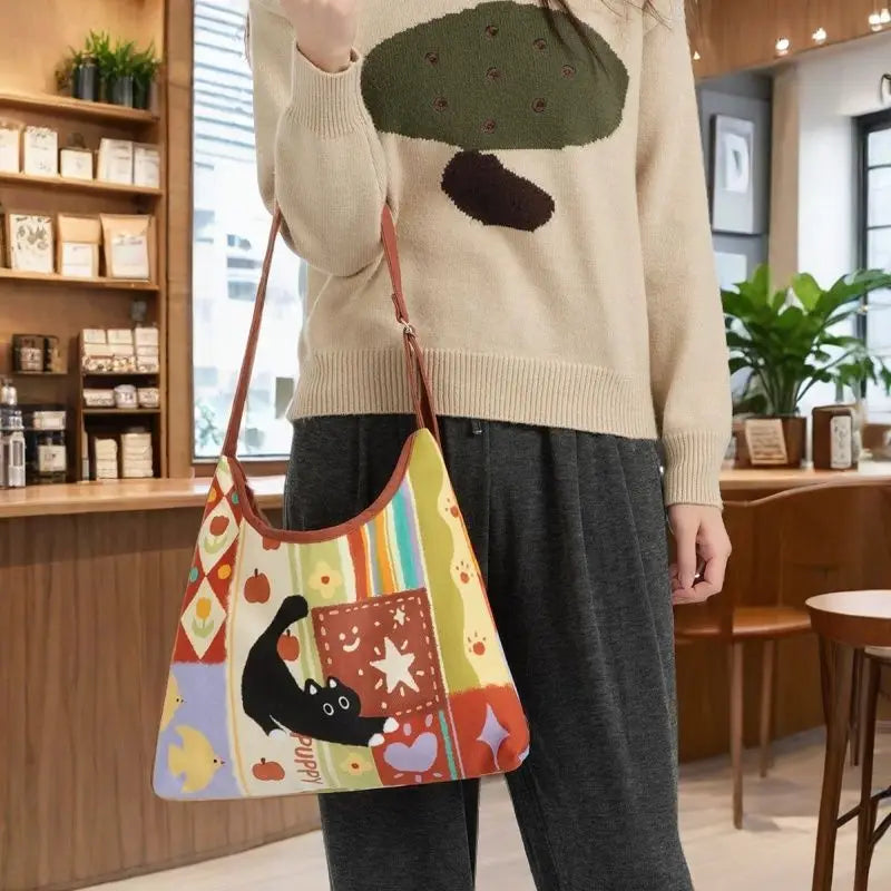 Fofa, Criativa e Única — Mala Crossbody desenho de Gato