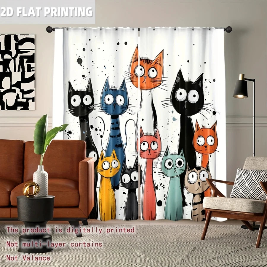Cortinado | A Sala dos Gatos 🐱🎨 130x210cm • 2 Painéis
