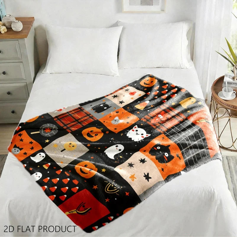 Manta Halloween Patchwork 🎃👻 | 100% Poliéster | Macia & Quente