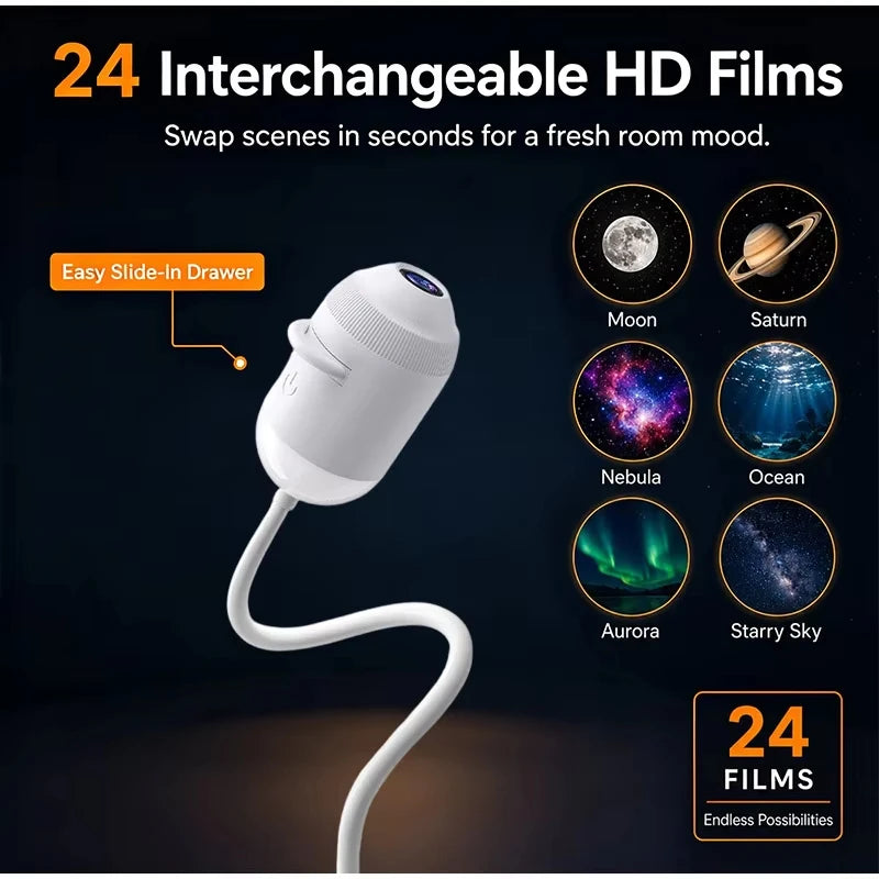 6 FILMES - Projetor Céu Estrelado HD — 360° USB