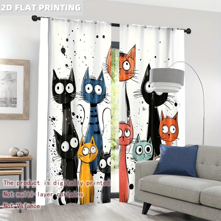 Cortinado | A Sala dos Gatos 🐱🎨 130x210cm • 2 Painéis