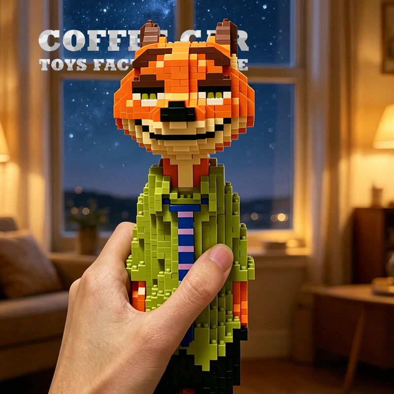 Raposa Nick Zootopia em Micro Blocos 🦊🧩 | 1750 Peças | Kit Construção Diamond Bricks | +14 Anos