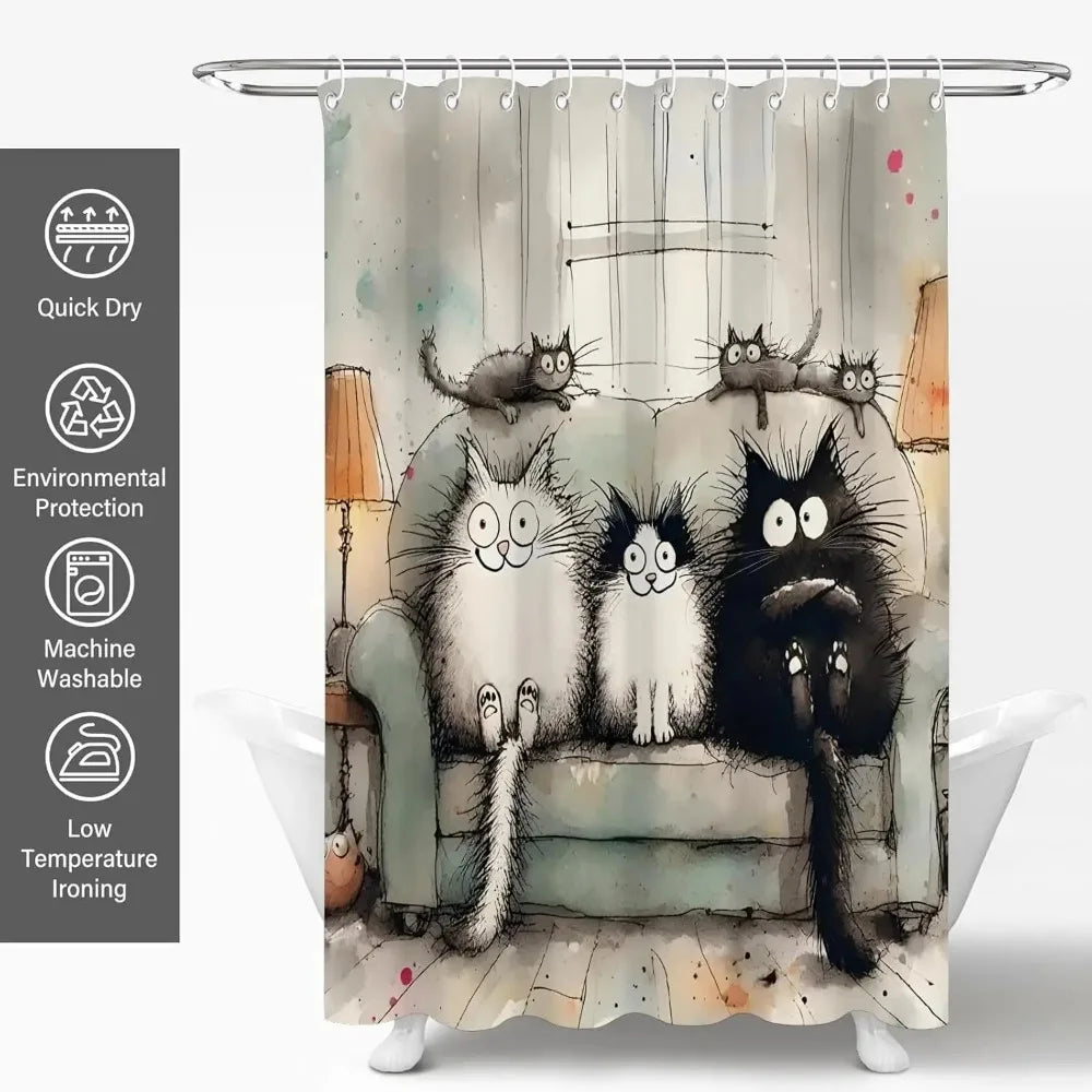 Cortina de Duche com Gatos | Fofa, Divertida e Impermeável 🐱
