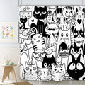 Cortina de Duche | Gatos & Cães Doodle 🐱🐶 150x180cm • Divertida e Impermeável