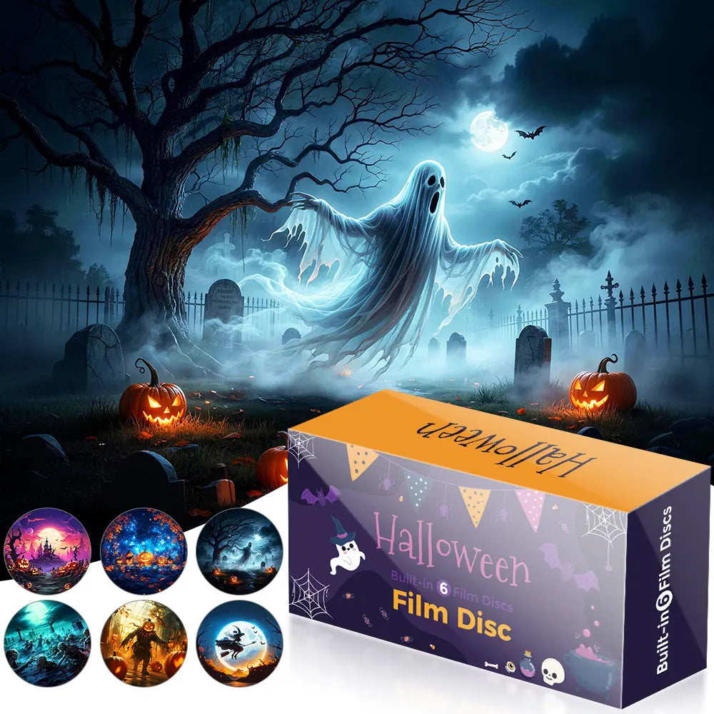 Pack 6 Discos Halloween para Projetor Galáxia 4K — Só Discos, Projetor Não Incluído -