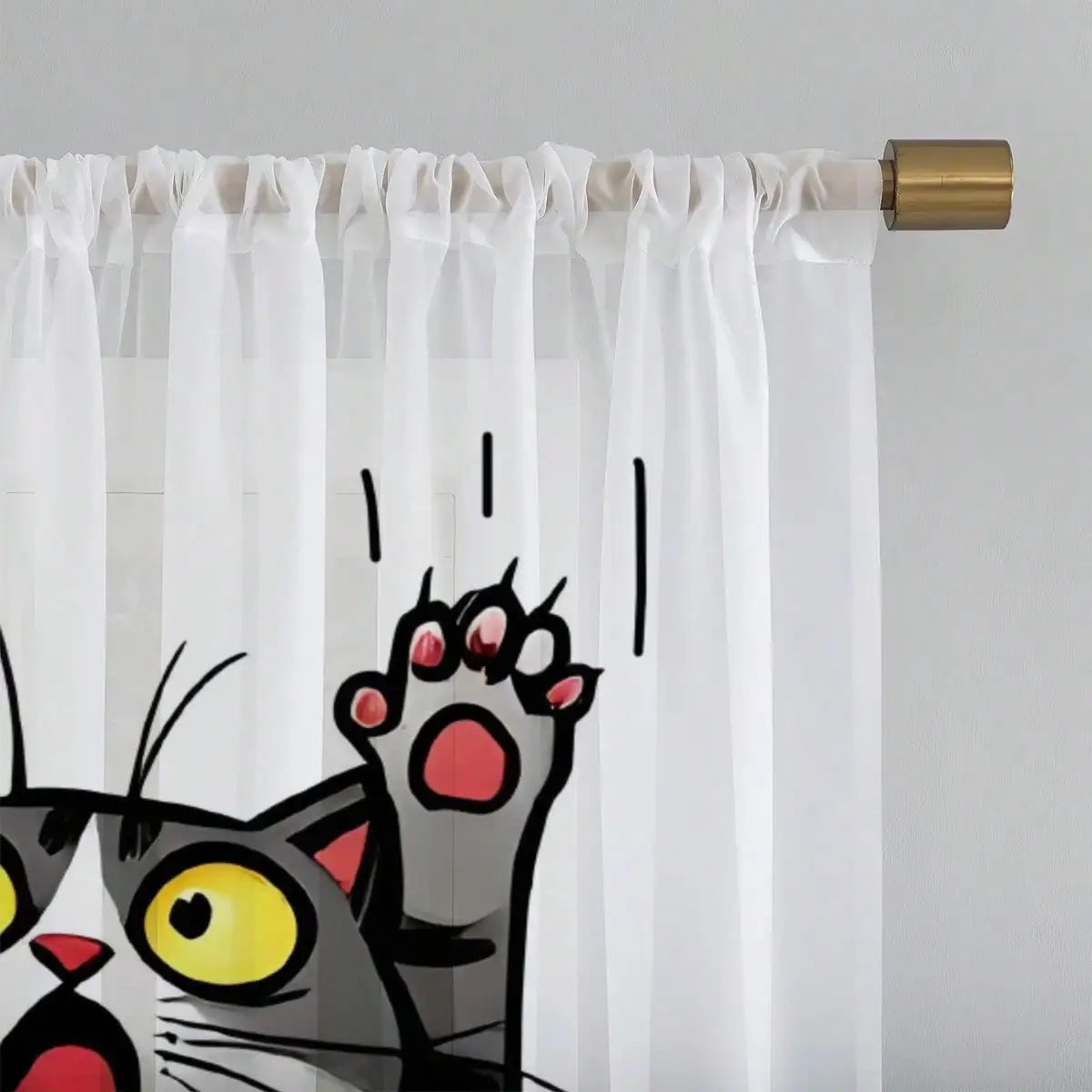 Cortinas com Gatos | 2 Painéis Translúcidos • 130x210cm 🐱☀️