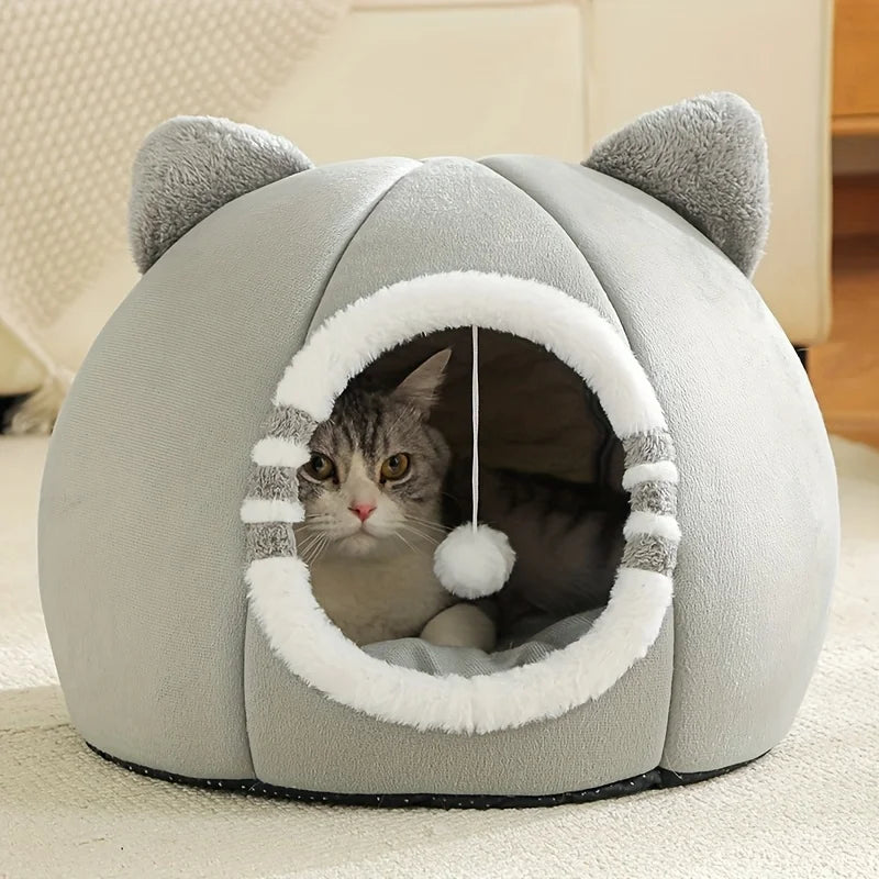 Cama Tenda para Gatos e Cães Pequenos | Caverninha Aconchegante em Peluche