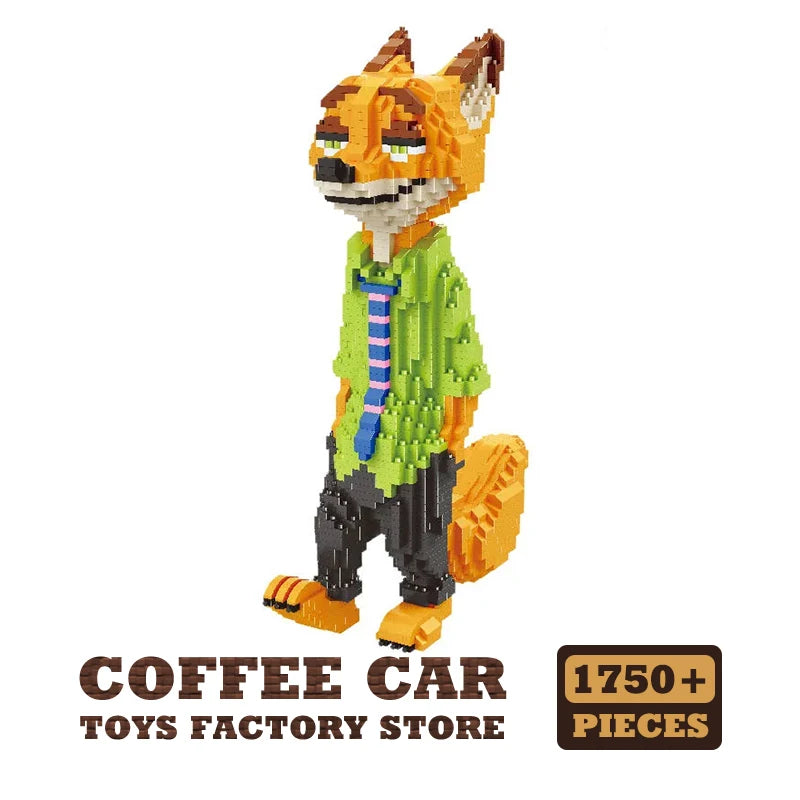 Raposa Nick Zootopia em Micro Blocos 🦊🧩 | 1750 Peças | Kit Construção Diamond Bricks | +14 Anos