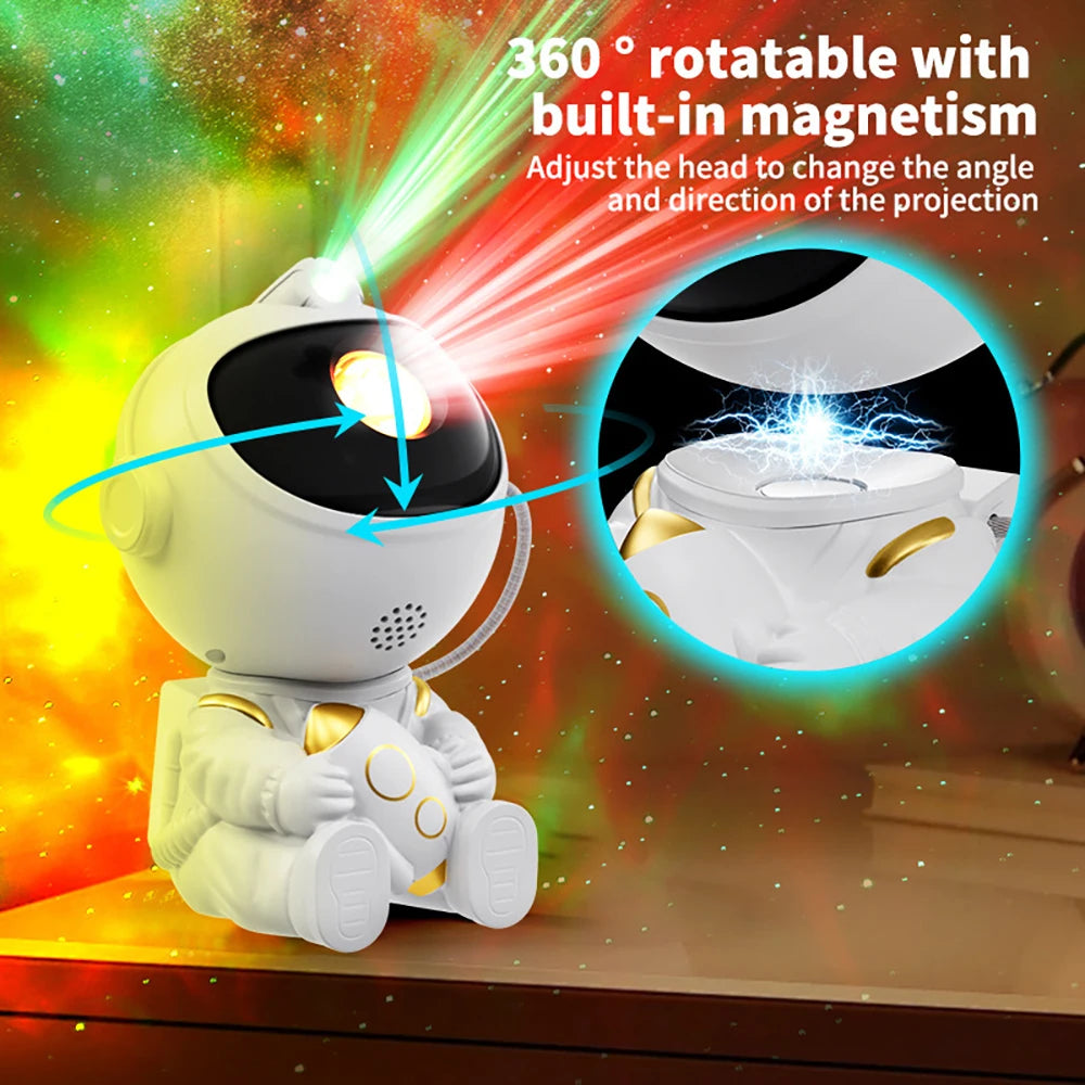 Projetor Astronauta Galáxia — Estrelas & Nébula 360° / Controlo Remoto