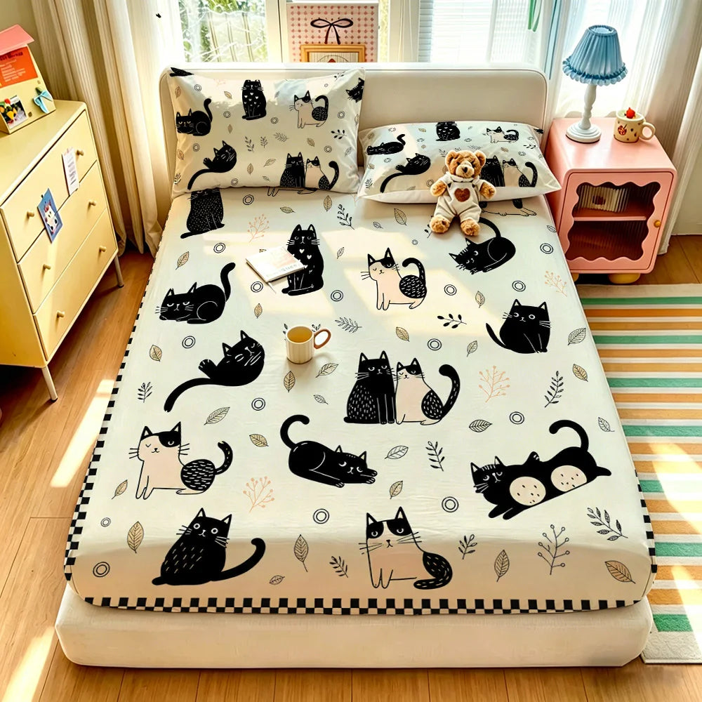 Conjunto de Lençóis | Cama Solteiro 🐱🐻 3 Peças • 120x200cm