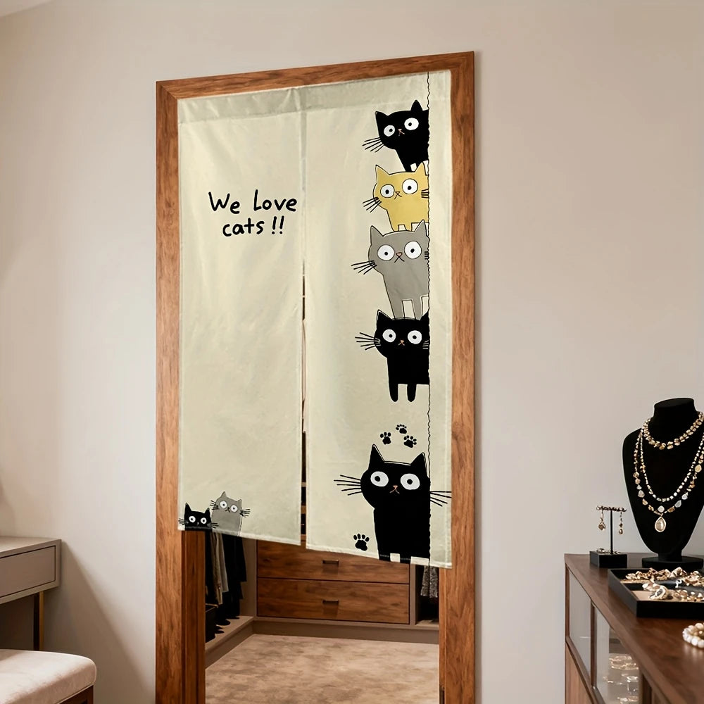 Cortina Japonesa Noren | O Gato que Espreita a sua COZINHA 🐱🇯🇵 80x120cm