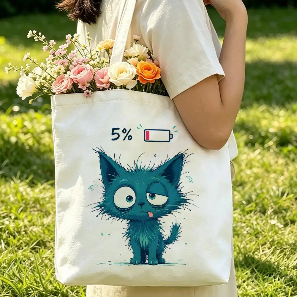 Mala Tote Gato Preto Anime 🖤 | Canvas Eco • Estampa Dupla Face • Edição Limitada