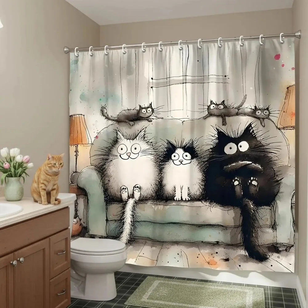 Cortina de Duche com Gatos | Fofa, Divertida e Impermeável 🐱