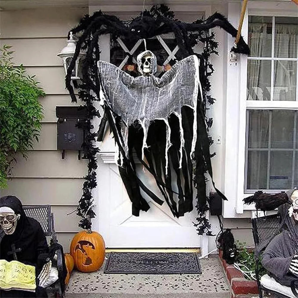 Fantasma Halloween com Luzes LED 👻 | Decoração Exterior | 57x80cm