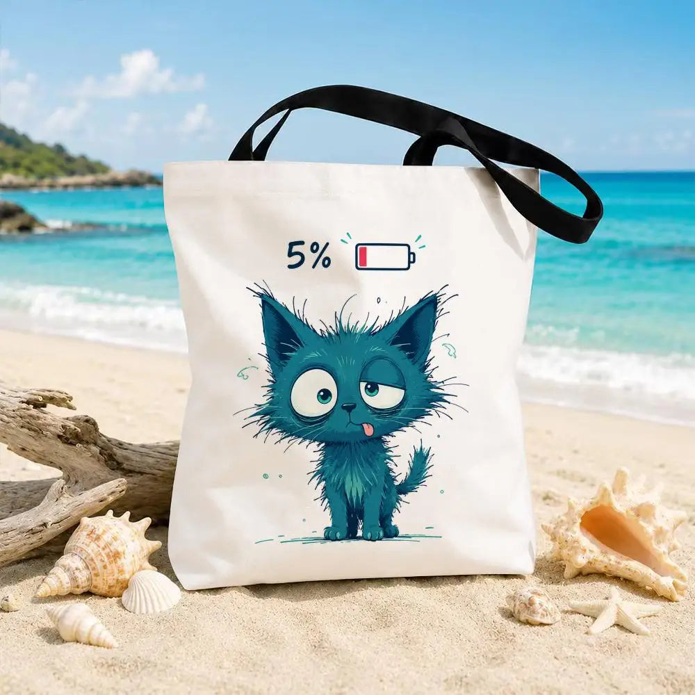 Mala Tote Gato Preto Anime 🖤 | Canvas Eco • Estampa Dupla Face • Edição Limitada