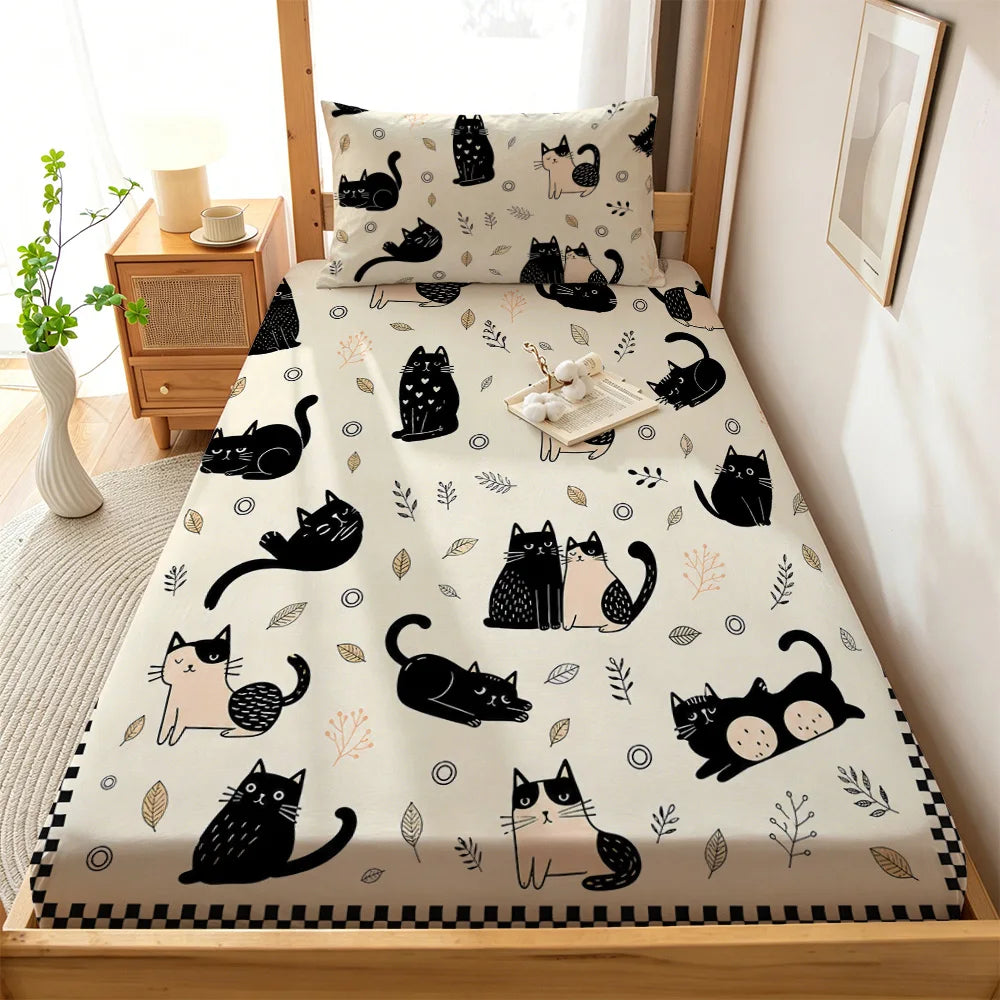 Conjunto de Lençóis | Cama Solteiro 🐱🐻 3 Peças • 120x200cm
