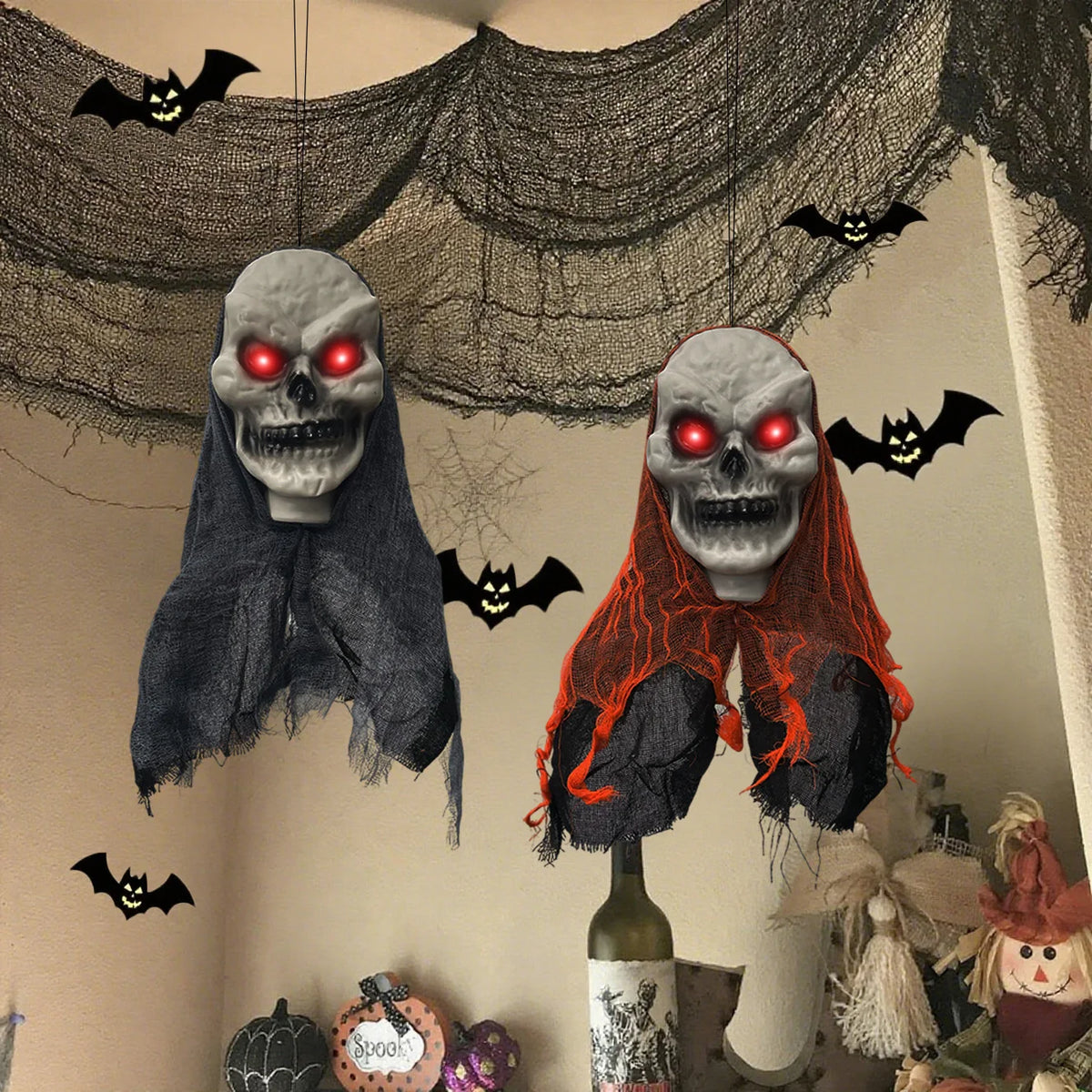 Pack 2 Crânios & Fantasmas Halloween 💀👻 | Ornamentos Suspensos | Decoração Interior & Exterior
