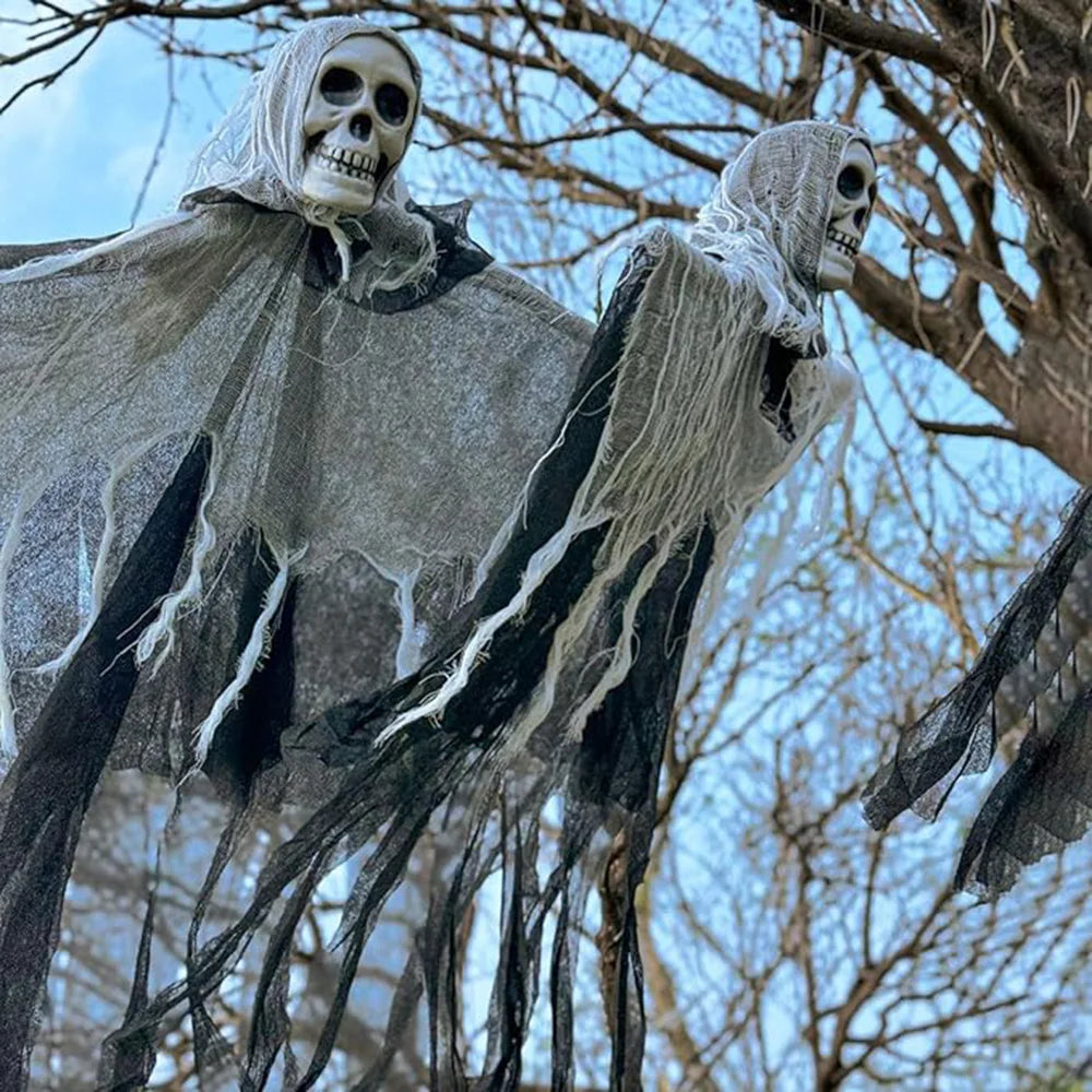 Fantasma Halloween com Luzes LED 👻 | Decoração Exterior | 57x80cm