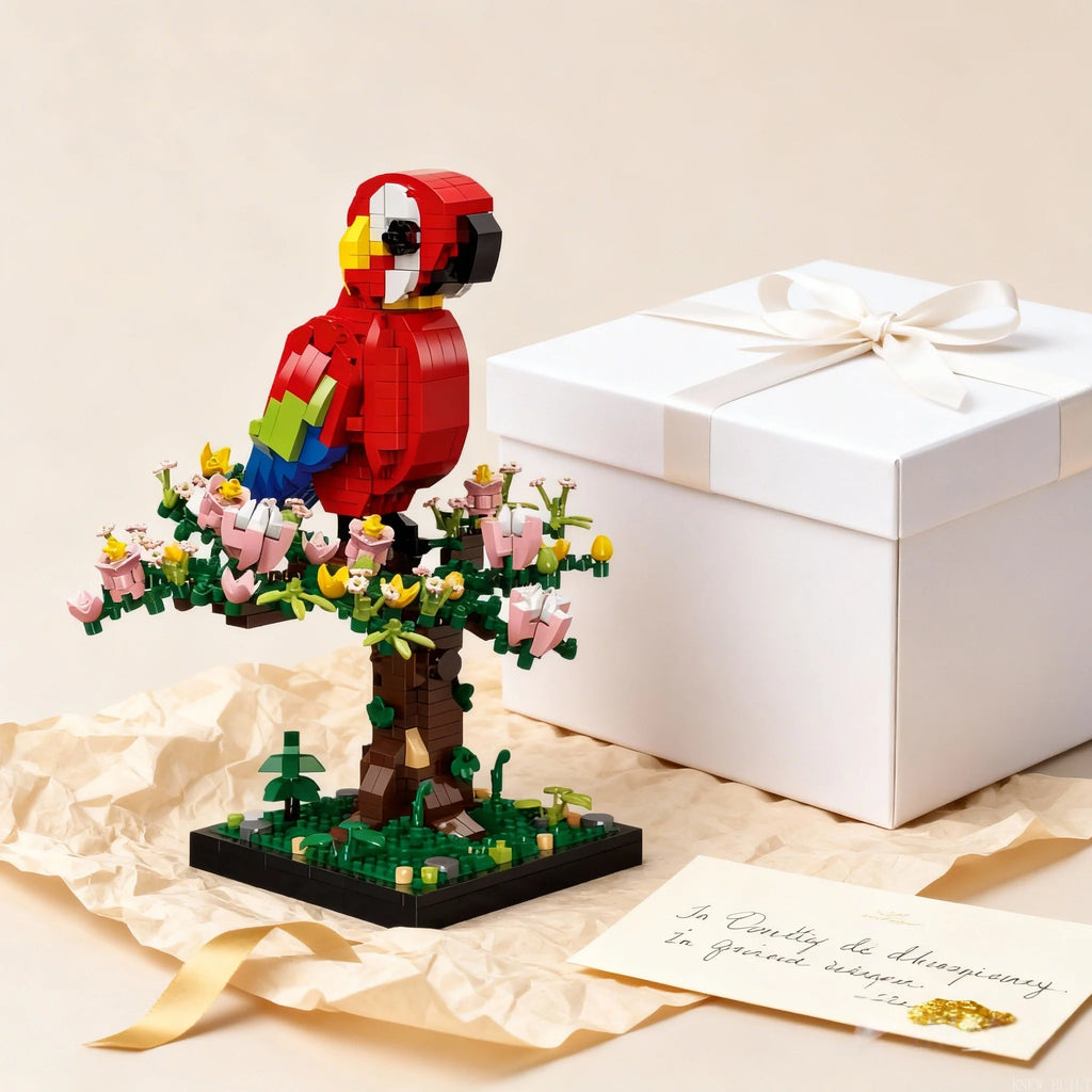 Papagaio Arara em Micro Blocos 🦜🧩 | Kit de Construção 3D | Decoração & Antisstress | +14 Anos