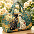 Arte no Teu Ombro — Mala Duffle com Padrão Bastet Gatos Preto e Branco