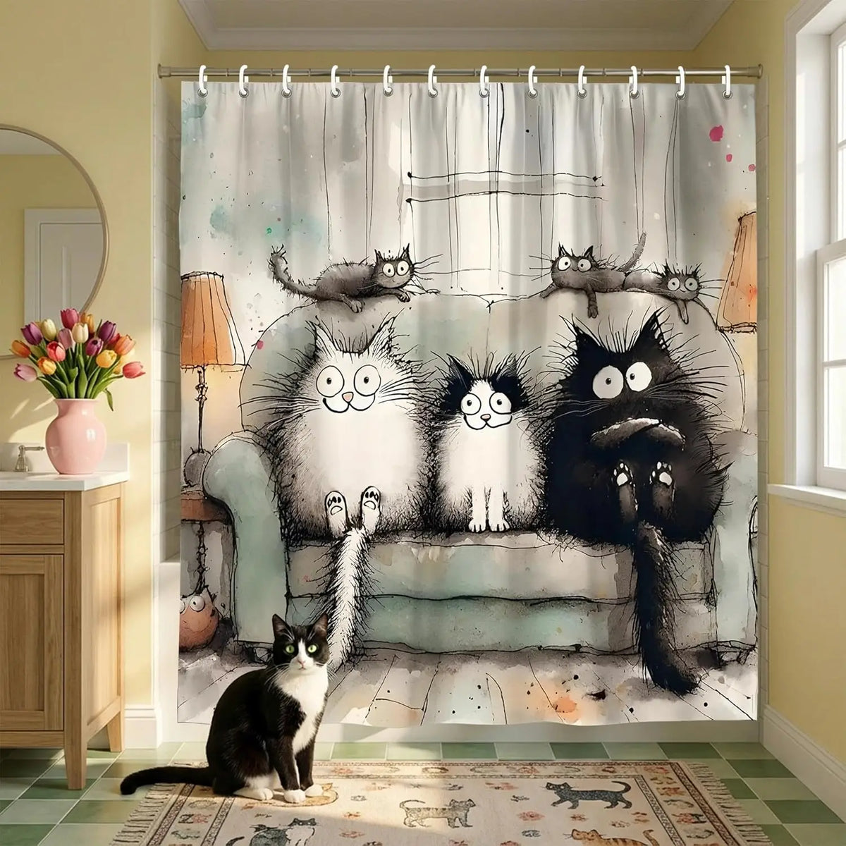 Cortina de Duche com Gatos | Fofa, Divertida e Impermeável 🐱