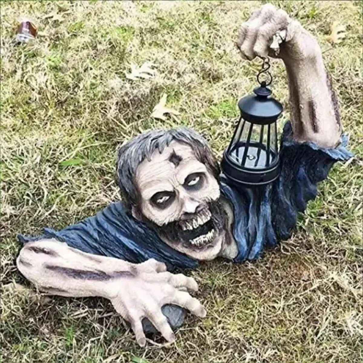 Lanterna Zombie LED Halloween 🚭🌟 | Figura de Resina para Exterior | Jardim & Quintal